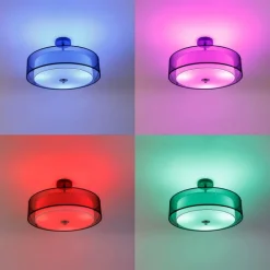 QAZQA Smarte Deckenleuchten|Deckenleuchten*Smarte Deckenleuchte schwarz mit weiß 50 cm inkl. 3 WiFi A60 - Drum Duo