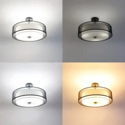 QAZQA Smarte Deckenleuchten|Deckenleuchten*Smarte Deckenleuchte schwarz mit weiß 50 cm inkl. 3 WiFi A60 - Drum Duo