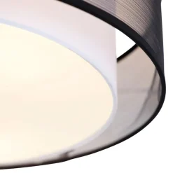 QAZQA Smarte Deckenleuchten|Deckenleuchten*Smarte Deckenleuchte schwarz mit weiß 50 cm inkl. 3 WiFi A60 - Drum Duo