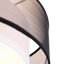 QAZQA Smarte Deckenleuchten|Deckenleuchten*Smarte Deckenleuchte schwarz mit weiß 50 cm inkl. 3 WiFi A60 - Drum Duo