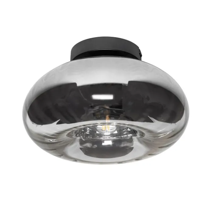 QAZQA Deckenleuchten|Wohnzimmerlampen*Smarte Deckenleuchte Schwarz mit Rauchglas inkl. WiFi P45 - Ayesha