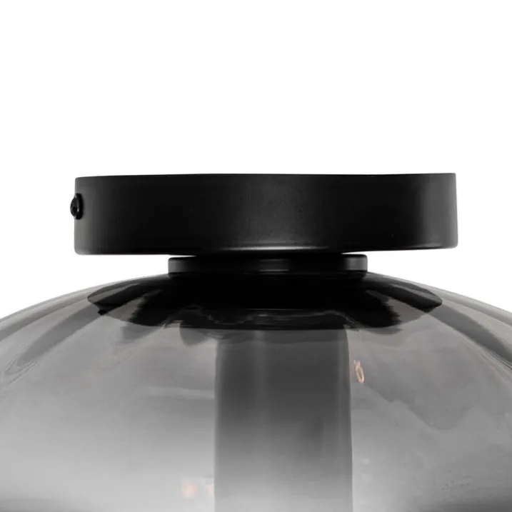QAZQA Deckenleuchten|Wohnzimmerlampen*Smarte Deckenleuchte Schwarz mit Rauchglas inkl. WiFi P45 - Ayesha