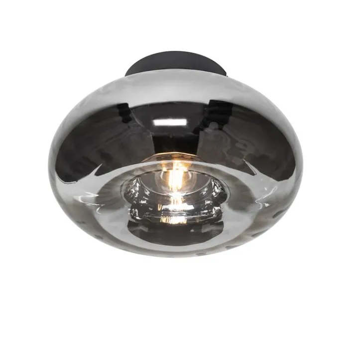 QAZQA Deckenleuchten|Wohnzimmerlampen*Smarte Deckenleuchte Schwarz mit Rauchglas inkl. WiFi P45 - Ayesha