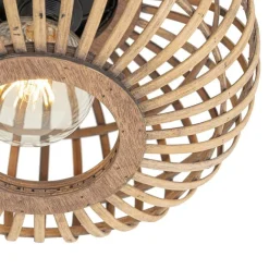 QAZQA Küchenlampen|Deckenleuchten*Smarte Deckenleuchte Schwarz mit Bambus inkl. WiFi G95 - Amira