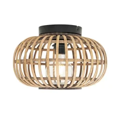 QAZQA Küchenlampen|Deckenleuchten*Smarte Deckenleuchte Schwarz mit Bambus inkl. WiFi G95 - Amira