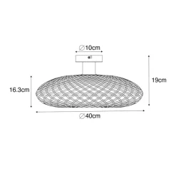 Kinder QAZQA Kinderzimmerlampen|Deckenleuchten*Smarte Deckenleuchte Schwarz Bambus 40 cm inkl. Wifi A60 - Ostrava
