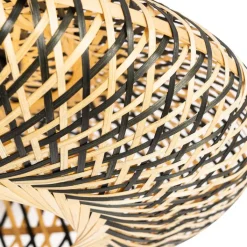 Kinder QAZQA Kinderzimmerlampen|Deckenleuchten*Smarte Deckenleuchte Schwarz Bambus 40 cm inkl. Wifi A60 - Ostrava