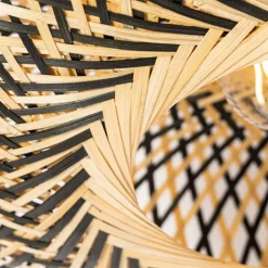 Kinder QAZQA Kinderzimmerlampen|Deckenleuchten*Smarte Deckenleuchte Schwarz Bambus 40 cm inkl. Wifi A60 - Ostrava