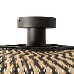 Kinder QAZQA Kinderzimmerlampen|Deckenleuchten*Smarte Deckenleuchte Schwarz Bambus 40 cm inkl. Wifi A60 - Ostrava