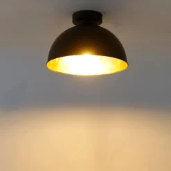 QAZQA Smarte Deckenleuchten|Deckenleuchten*Smarte Deckenleuchte Schwarz mit Gold 28 cm inkl. WLAN A60 - Magnax