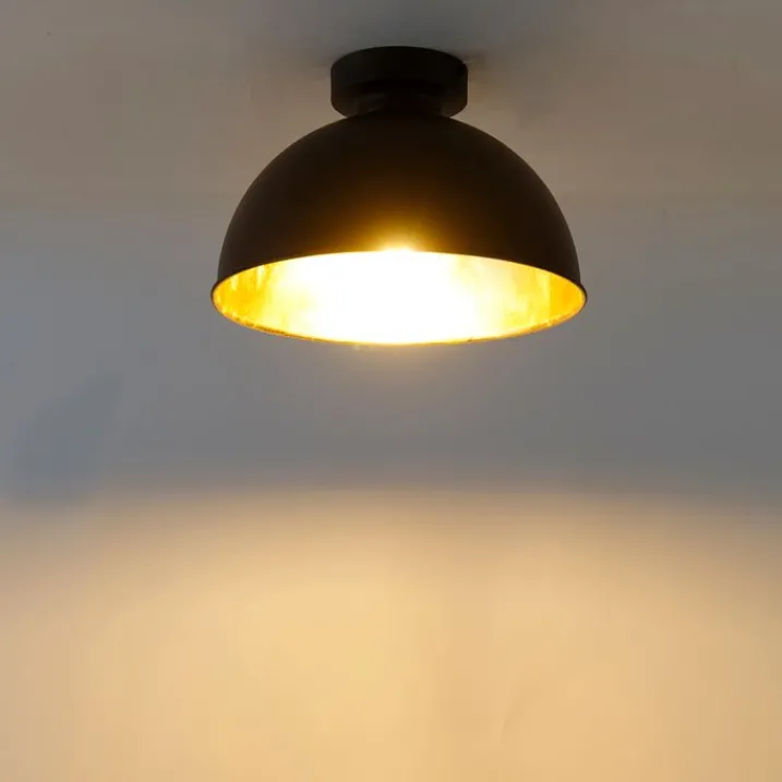 QAZQA Smarte Deckenleuchten|Deckenleuchten*Smarte Deckenleuchte Schwarz mit Gold 28 cm inkl. WLAN A60 - Magnax