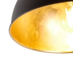 QAZQA Smarte Deckenleuchten|Deckenleuchten*Smarte Deckenleuchte Schwarz mit Gold 28 cm inkl. WLAN A60 - Magnax