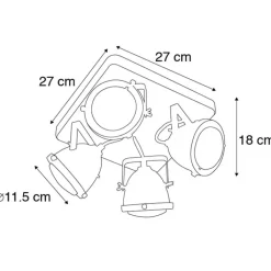 QAZQA Smarte Spots|Smarte Deckenleuchten*Smarte Deckenleuchte Stahl mit Holz inkl. 4 WiFi GU10 - Emado