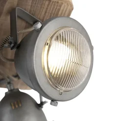 QAZQA Smarte Spots|Smarte Deckenleuchten*Smarte Deckenleuchte Stahl mit Holz inkl. 4 WiFi GU10 - Emado