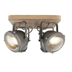 QAZQA Smarte Spots|Smarte Deckenleuchten*Smarte Deckenleuchte Stahl mit Holz inkl. 4 WiFi GU10 - Emado