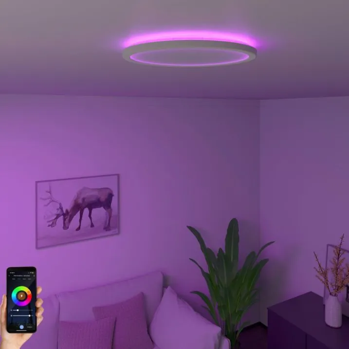 Calex Smarte Deckenleuchten|Led-Deckenleuchten*Smarte Deckenleuchte weiß 29,5 cm inkl. LED RGBW IP54 - Siem