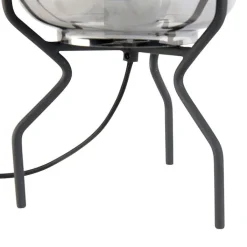 QAZQA Tischlampen|Wohnzimmerlampen*Smarte Design Tischleuchte schwarz mit Rauchglas inkl. WiFi A60 - Bliss