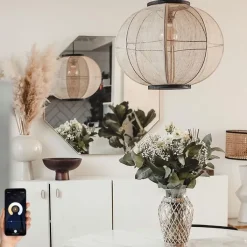 QAZQA Smarte Pendelleuchten|Pendelleuchten*Smarte Hängelampe braun 48 cm inkl. WiFi G95 - Rob