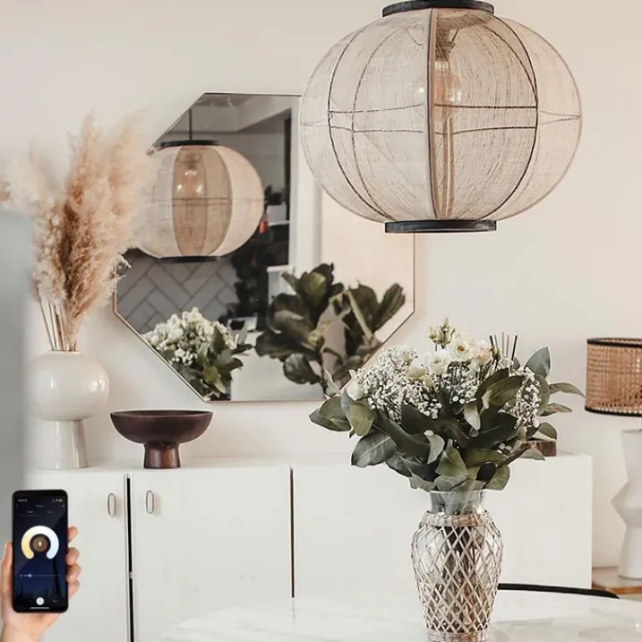 QAZQA Smarte Pendelleuchten|Pendelleuchten*Smarte Hängelampe braun 48 cm inkl. WiFi G95 - Rob