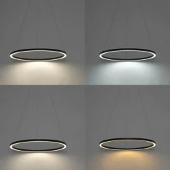 QAZQA Schlafzimmerlampen|Küchenlampen*Smarte Hängelampe schwarz 80 cm inkl. LED und RGBW - Girello