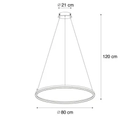 QAZQA Schlafzimmerlampen|Küchenlampen*Smarte Hängelampe schwarz 80 cm inkl. LED und RGBW - Girello