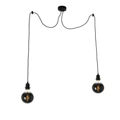 QAZQA Smarte Pendelleuchten|Leuchten Ohne Schirm*Smarte Hängelampe schwarz inkl. 2 WiFi G125 - Cava