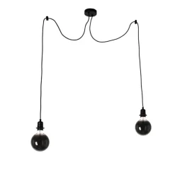 QAZQA Smarte Pendelleuchten|Leuchten Ohne Schirm*Smarte Hängelampe schwarz inkl. 2 WiFi G125 - Cava