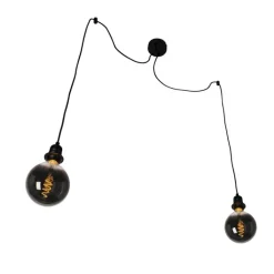 QAZQA Smarte Pendelleuchten|Leuchten Ohne Schirm*Smarte Hängelampe schwarz inkl. 2 WiFi G125 - Cava