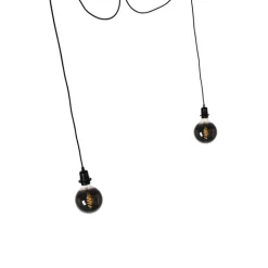 QAZQA Smarte Pendelleuchten|Leuchten Ohne Schirm*Smarte Hängelampe schwarz inkl. 2 WiFi G125 - Cava