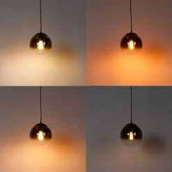 QAZQA Smarte Pendelleuchten|Pendelleuchten*Smarte Hängelampe schwarz mit Goldglas 20 cm inkl. WiFi A60 - Pallon