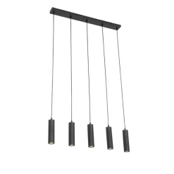 QAZQA Smarte Pendelleuchten|Pendelleuchten*Smarte Hängelampe schwarz inkl. 5 WiFi GU10 - Jeana