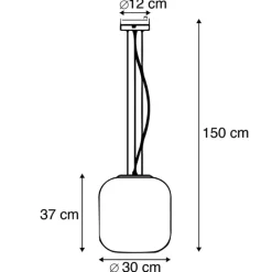 QAZQA Smarte Pendelleuchten|Pendelleuchten*Smarte Hängelampe schwarz mit Rauchglas inkl. WiFi A60 - Bliss