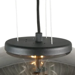 QAZQA Smarte Pendelleuchten|Pendelleuchten*Smarte Hängelampe schwarz mit Rauchglas inkl. WiFi A60 - Bliss