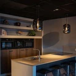 QAZQA Smarte Pendelleuchten|Pendelleuchten*Smarte Hängelampe schwarz mit Rauchglas inkl. WiFi A60 - Bliss