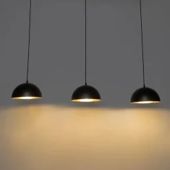 QAZQA Smarte Pendelleuchten|Pendelleuchten*Smarte Hängelampe Schwarz mit Gold 3-flammig inkl. Wifi A60 - Magnax