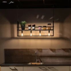 QAZQA Smarte Pendelleuchten|Pendelleuchten*Smarte Hängelampe schwarz mit Rack inkl. 4 WiFi A60 - Cage Rack