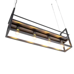 QAZQA Smarte Pendelleuchten|Pendelleuchten*Smarte Hängelampe schwarz mit Rack inkl. 4 WiFi A60 - Cage Rack