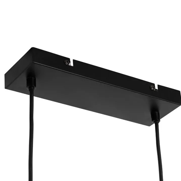 QAZQA Smarte Pendelleuchten|Pendelleuchten*Smarte Hängelampe schwarz mit Holz inkl. 4 Wifi A60 - Stunk