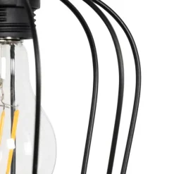 QAZQA Smarte Pendelleuchten|Pendelleuchten*Smarte Hängelampe schwarz mit Holz inkl. 4 Wifi A60 - Stunk