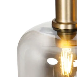 QAZQA Smarte Pendelleuchten|Pendelleuchten*Smarte Hängelampe schwarz mit Rauchglas 4-flammig inkl. Wifi A60 - Zuzanna