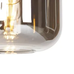 QAZQA Smarte Pendelleuchten|Pendelleuchten*Smarte Hängelampe schwarz mit Rauchglas 4-flammig inkl. Wifi A60 - Zuzanna