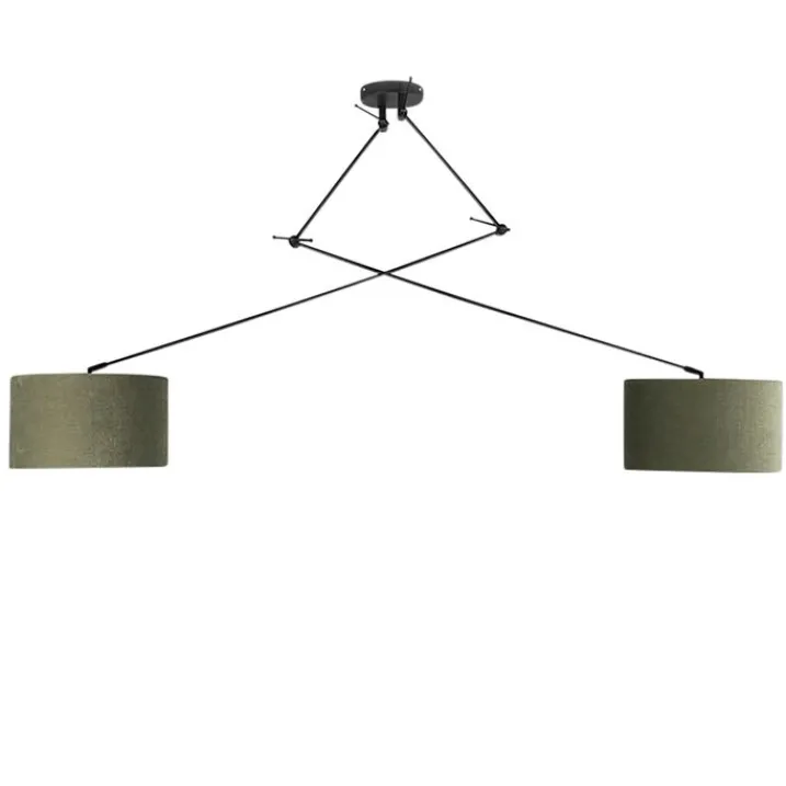 QAZQA Smarte Pendelleuchten|Pendelleuchten*Smarte Hängelampe schwarz mit Schirm 35 cm grün inkl. 2 Wifi A60- Blitz