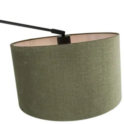 QAZQA Smarte Pendelleuchten|Pendelleuchten*Smarte Hängelampe schwarz mit Schirm 35 cm grün inkl. 2 Wifi A60- Blitz