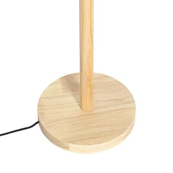 QAZQA Stehlampen|Wohnzimmerlampen*Smarte Holz-Stehleuchte mit naturfarbenem Leinenschirm 32 cm inkl. Wifi A60 - Mels
