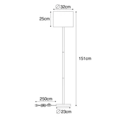QAZQA Stehlampen|Wohnzimmerlampen*Smarte Holz-Stehleuchte mit naturfarbenem Leinenschirm 32 cm inkl. Wifi A60 - Mels