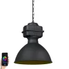 QAZQA Smarte Pendelleuchten|Pendelleuchten*Smarte Industrie-Hängelampe schwarz 38,5 cm inkl. A60 WiFi - Sicko