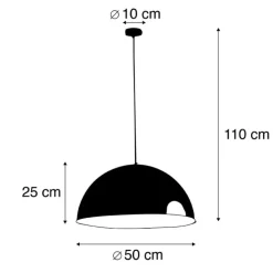 QAZQA Küchenlampen|Esszimmerlampen*Smarte Industrie-Hängelampe schwarz mit gold 50 cm inkl. Wifi G125 - Magna Eco