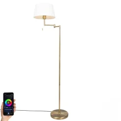 QAZQA Smarte Stehlampen|Stehlampen*Smarte klassische Stehleuchte Bronze mit Weiß inkl. WiFi A60 - Ladas Fix