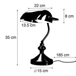 QAZQA Tischlampen|Wohnzimmerlampen*Smarte klassische Tischlampe Bronze mit grünem Glas inkl. Wifi A60 - Banker