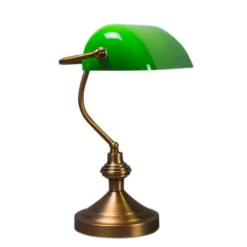 QAZQA Tischlampen|Wohnzimmerlampen*Smarte klassische Tischlampe Bronze mit grünem Glas inkl. Wifi A60 - Banker